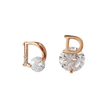 Load image into Gallery viewer, European and American personality shiny D letter asymmetric Earrings