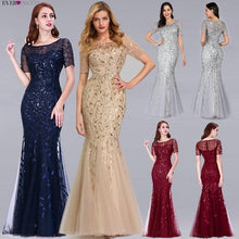 Load image into Gallery viewer, Evening Dresses Ever Pretty Mermaid O Neck Short Sleeve Lace