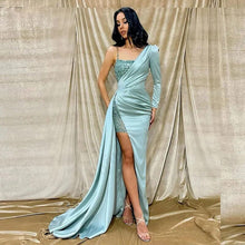 Load image into Gallery viewer, Evening Dresses Prom Robe De Soiree Mermaid Slit Spaghetti Straps