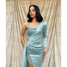 Load image into Gallery viewer, Evening Dresses Prom Robe De Soiree Mermaid Slit Spaghetti Straps