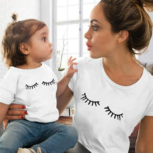 Load image into Gallery viewer, Eye Lashes Red Lips Print Women and Kids T shirt Funny Family Matching
