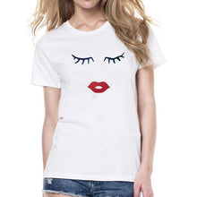 Load image into Gallery viewer, Eye Lashes Red Lips Print Women and Kids T shirt Funny Family Matching