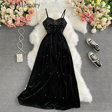 Load image into Gallery viewer, F270 Velvet Velour Black Blue Green Evening Dresses Sweet Memory Women