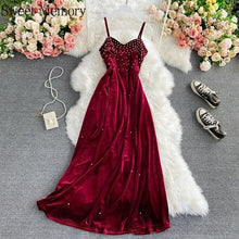 Load image into Gallery viewer, F270 Velvet Velour Black Blue Green Evening Dresses Sweet Memory Women