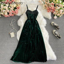 Load image into Gallery viewer, F270 Velvet Velour Black Blue Green Evening Dresses Sweet Memory Women
