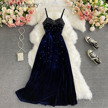 Load image into Gallery viewer, F270 Velvet Velour Black Blue Green Evening Dresses Sweet Memory Women