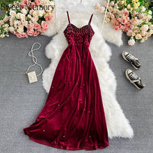 Load image into Gallery viewer, F270 Velvet Velour Black Blue Green Evening Dresses Sweet Memory Women