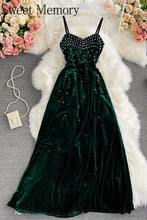 Load image into Gallery viewer, F270 Velvet Velour Black Blue Green Evening Dresses Sweet Memory Women