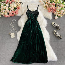 Load image into Gallery viewer, F270 Velvet Velour Black Blue Green Evening Dresses Sweet Memory Women