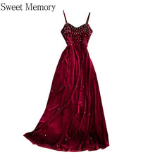 Load image into Gallery viewer, F270 Velvet Velour Black Blue Green Evening Dresses Sweet Memory Women