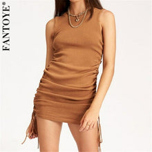 Load image into Gallery viewer, Cotton Ruched Drawstring Sexy Party Dress Women Sleeveless - Sophornlilly