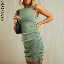 Load image into Gallery viewer, Cotton Ruched Drawstring Sexy Party Dress Women Sleeveless - Sophornlilly