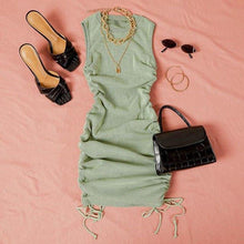 Load image into Gallery viewer, Cotton Ruched Drawstring Sexy Party Dress Women Sleeveless - Sophornlilly