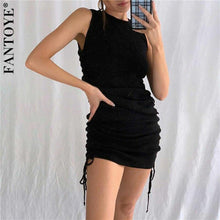 Load image into Gallery viewer, Cotton Ruched Drawstring Sexy Party Dress Women Sleeveless - Sophornlilly