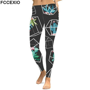 Black Leggings Glod Flower Print Women Leggins Fashion Mandala