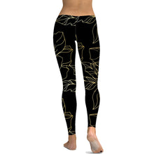 Load image into Gallery viewer, Black Leggings Glod Flower Print Women Leggins Fashion Mandala