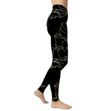 Load image into Gallery viewer, Black Leggings Glod Flower Print Women Leggins Fashion Mandala