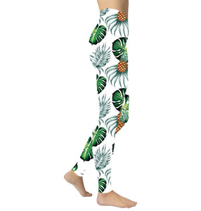 Classic Jungle Print Women Leggings Casual Leaves Printed