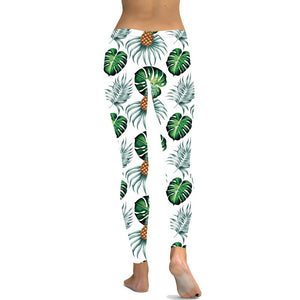 Classic Jungle Print Women Leggings Casual Leaves Printed