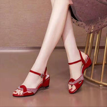 Load image into Gallery viewer, Mid Heel Sandals Sexy Rhinestone