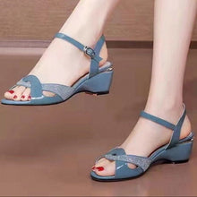 Load image into Gallery viewer, Mid Heel Sandals Sexy Rhinestone