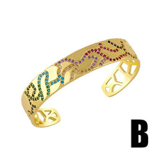 Load image into Gallery viewer, Gold Fatima Hand Evil Eye Cuff Open Bangles For Women Multicolor - Sophornlilly