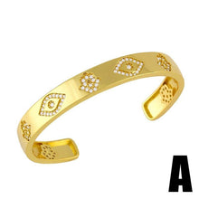 Load image into Gallery viewer, Gold Fatima Hand Evil Eye Cuff Open Bangles For Women Multicolor - Sophornlilly