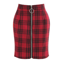 Load image into Gallery viewer, FREE OSTRICH Skirt Womens Girls Sexy Party Plaid Zipper Wooden Ear