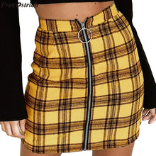 Load image into Gallery viewer, FREE OSTRICH Skirt Womens Girls Sexy Party Plaid Zipper Wooden Ear