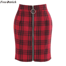 Load image into Gallery viewer, FREE OSTRICH Skirt Womens Girls Sexy Party Plaid Zipper Wooden Ear