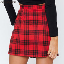 Load image into Gallery viewer, FREE OSTRICH Skirt Womens Girls Sexy Party Plaid Zipper Wooden Ear