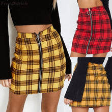 Load image into Gallery viewer, FREE OSTRICH Skirt Womens Girls Sexy Party Plaid Zipper Wooden Ear