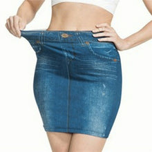 Load image into Gallery viewer, Fake Jeans Midi Pencil Skirt Women Fashion Elastic High Waist