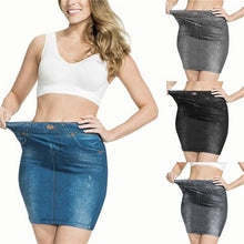 Load image into Gallery viewer, Fake Jeans Midi Pencil Skirt Women Fashion Elastic High Waist