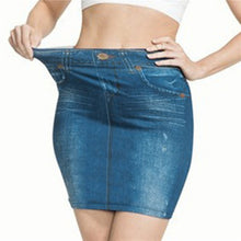 Load image into Gallery viewer, Fake Jeans Midi Pencil Skirt Women Fashion Elastic High Waist