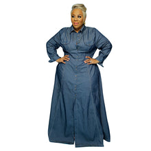 Load image into Gallery viewer, Maxi Dresses Turn Down Collar Casual Long