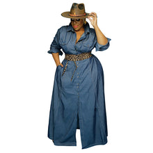 Load image into Gallery viewer, Maxi Dresses Turn Down Collar Casual Long