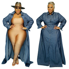 Load image into Gallery viewer, Maxi Dresses Turn Down Collar Casual Long