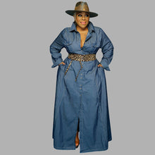 Load image into Gallery viewer, Maxi Dresses Turn Down Collar Casual Long