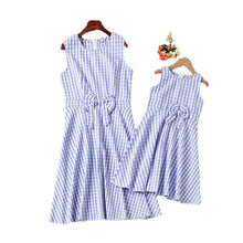 Load image into Gallery viewer, Family Matching Outfits Plaid Sleeveless Dress Kids Parent Child