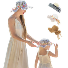 Load image into Gallery viewer, Family Matching Summer Hats Mom And Me Floral Straw For Kids Women