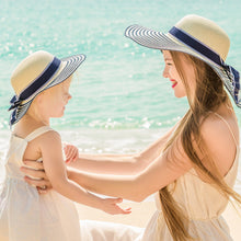 Load image into Gallery viewer, Family Matching Summer Hats Mom And Me Floral Straw For Kids Women
