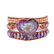 Load image into Gallery viewer, Fancy Leather Wrap Bracelets W/ Mix Stone 3 Strands Bracelet Women - Sophornlilly