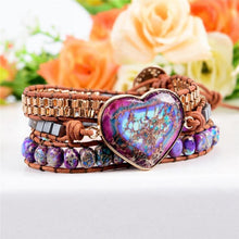 Load image into Gallery viewer, Fancy Leather Wrap Bracelets W/ Mix Stone 3 Strands Bracelet Women - Sophornlilly
