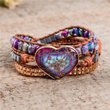 Load image into Gallery viewer, Fancy Leather Wrap Bracelets W/ Mix Stone 3 Strands Bracelet Women - Sophornlilly