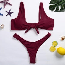 Load image into Gallery viewer, Fantastic Women Knotted Padded Thong Bikini Mid