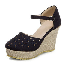 Load image into Gallery viewer, Patchwork Women Sandals Wedges Shoes Buckle Thick Bottom Women