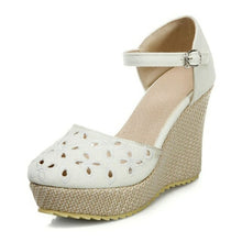 Load image into Gallery viewer, Patchwork Women Sandals Wedges Shoes Buckle Thick Bottom Women