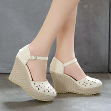 Load image into Gallery viewer, Patchwork Women Sandals Wedges Shoes Buckle Thick Bottom Women