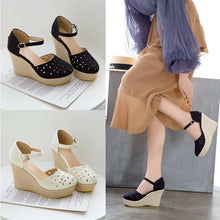 Load image into Gallery viewer, Patchwork Women Sandals Wedges Shoes Buckle Thick Bottom Women
